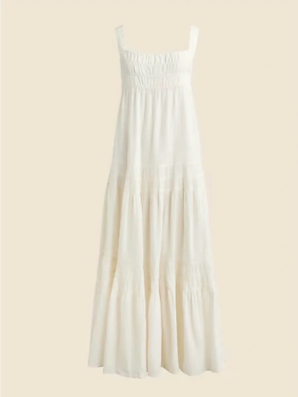 J. Crew Cream Airy gauze tiered maxi dress Cover Up Size M L #314 - Picture 3 of 17